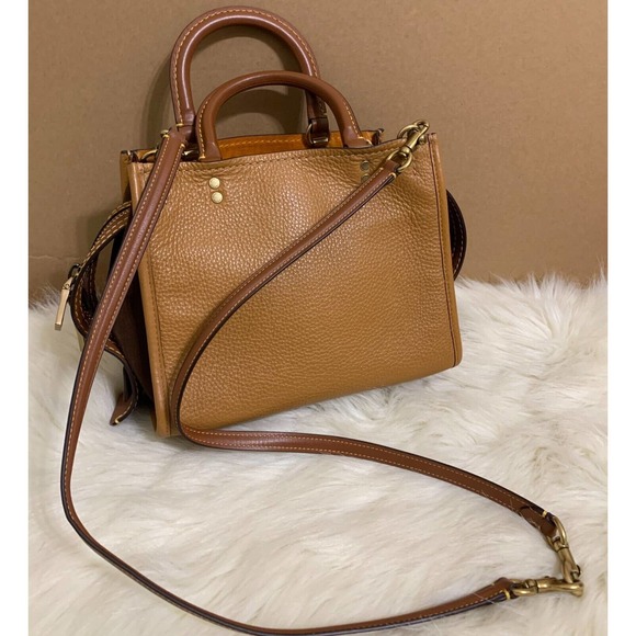 COACH ROGUE 25 Rare Light Saddle Bamboo Leather/Suede 3-way Satchel #21598 C3877 - Picture 9 of 16